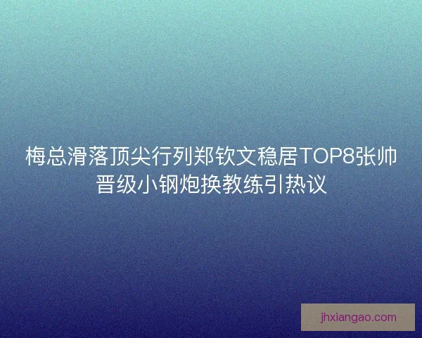 梅总滑落顶尖行列郑钦文稳居TOP8张帅晋级小钢炮换教练引热议 梅总滑落顶尖行列郑钦文稳居TOP8张帅晋级小钢炮换教练引热议