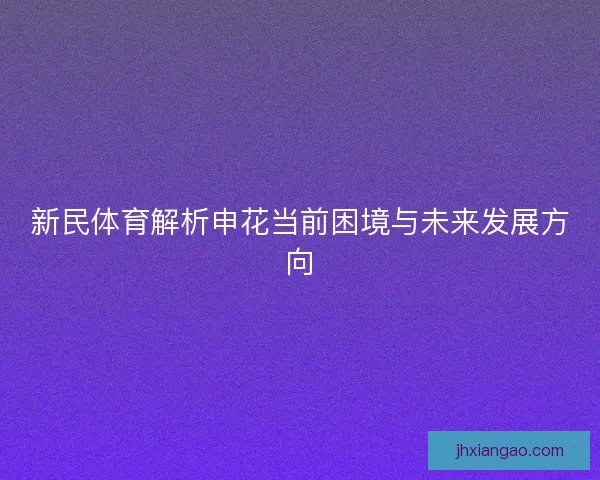 新民体育解析申花当前困境与未来发展方向 新民体育解析申花当前困境与未来发展方向
